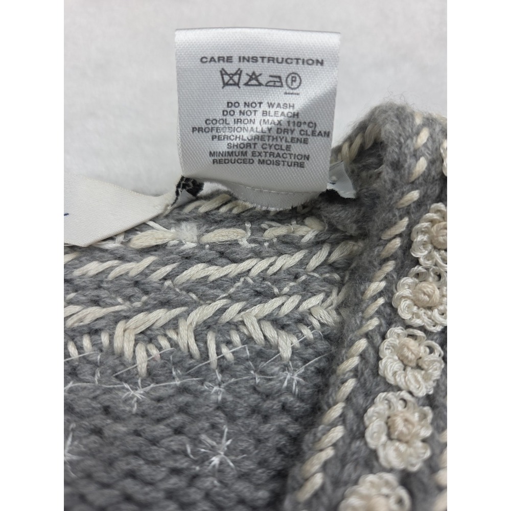 Vtg 90s Y2K OSCAR DE LA RENTA Cashmere Beaded Sequin Cardigan Jacket Gray Sz M - Picture 7 of 14